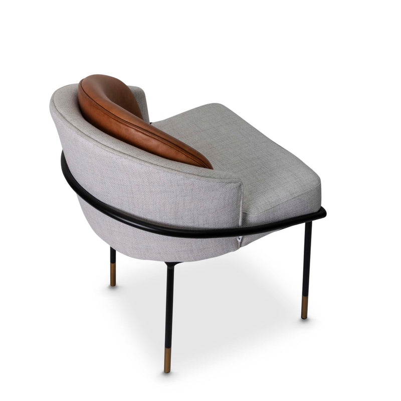 Top view of the double back fabric and genuine leather combination dining chair by Giava Interiors, South Africa