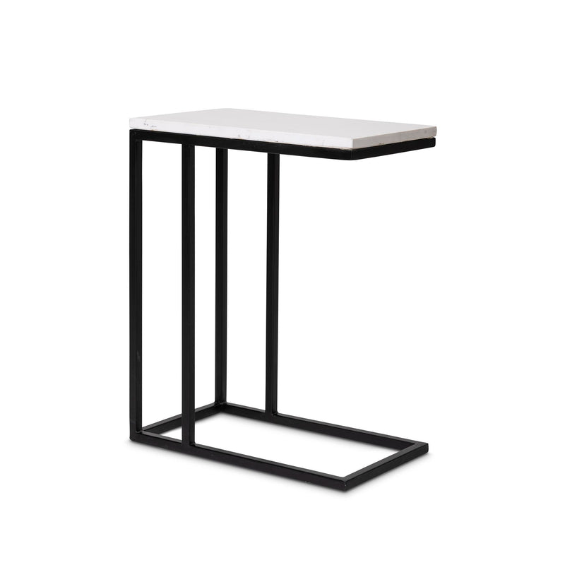 Stone top up-and-over side table by Giava Interiors, made in South Africa with minimalist metal frame for sleek, modern spaces