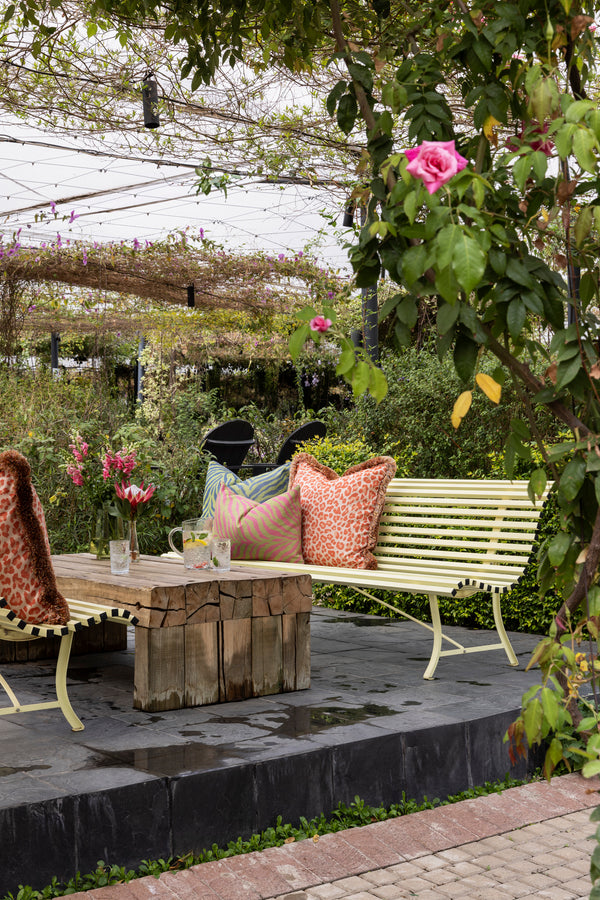 Patio styling with outdoor scatter cushions from Giava Interiors made in South Africa