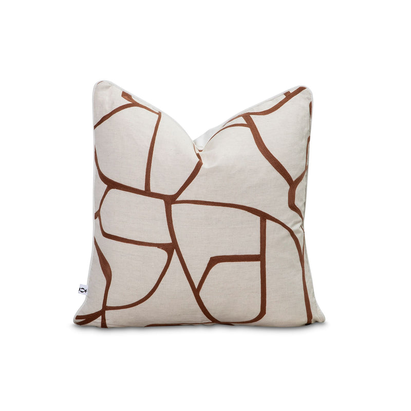 Lacis scatter cushion cover in beige and geometric brown patterns by Giava Interiors made in South Africa