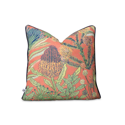 Coral and protea outdoor scatter cover by Giava Interiors. Made in South Africa