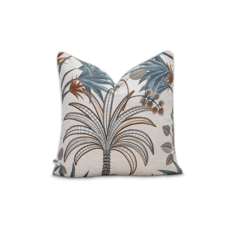 Bagarde embroidered scatter cushion covered in blue embroidery by Giava Interiors made in South Africa