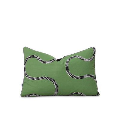 Green indoor cover with embroidered snake pattern by Giava Interiors made in South Africa