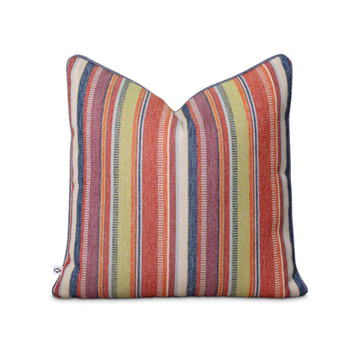 Bright striped embroidered outdoor scatter cover by Giava Interiors. Made in South Africa. 