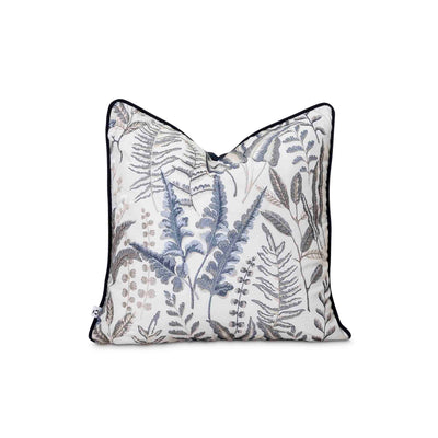 Fine blue floral embroidered scatter cover by Giava Interrios made in South Africa
