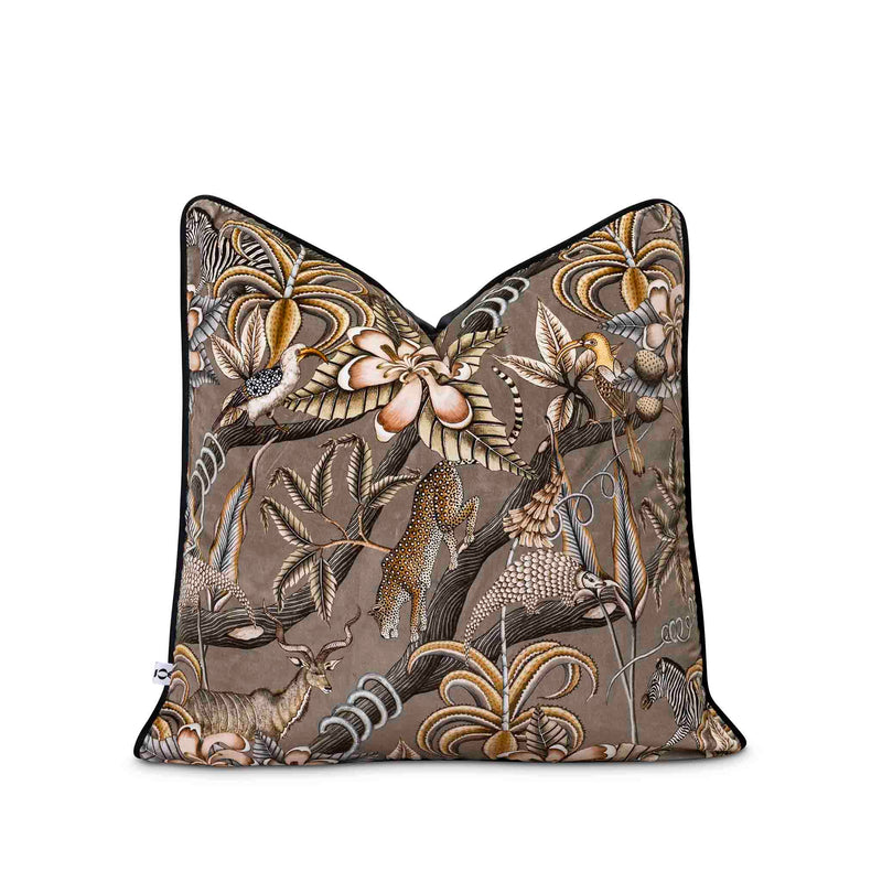 Animal print velvet scatter cover in earthy tones by Giava Interiors made in South Africa.