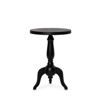 Lightweight black round Alu side table with shaped leg detail by Giava Interiors in South Africa