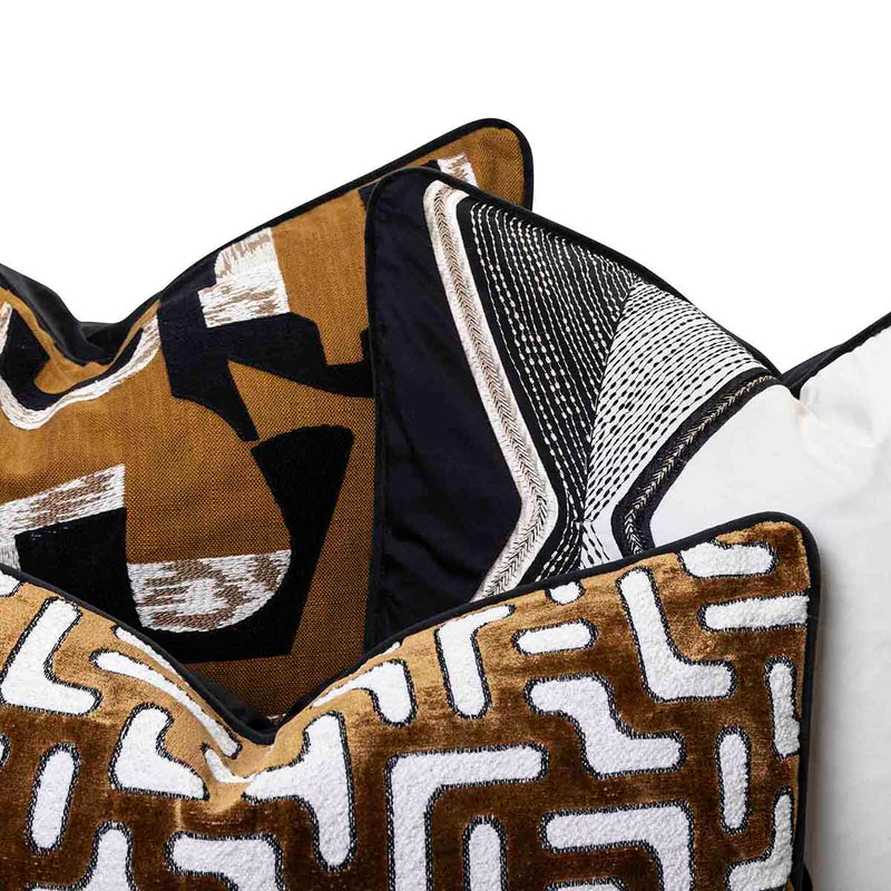 Bryce indoor scatter cushions in rich brown and black tones by Giava Interiors – handcrafted in South Africa for elegant home decor