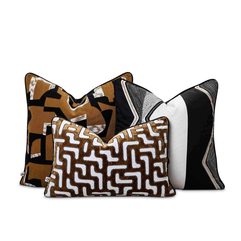 Bryce set of three indoor scatter cushions in brown and beige tones by Giava Interiors – handcrafted in South Africa for luxury decor