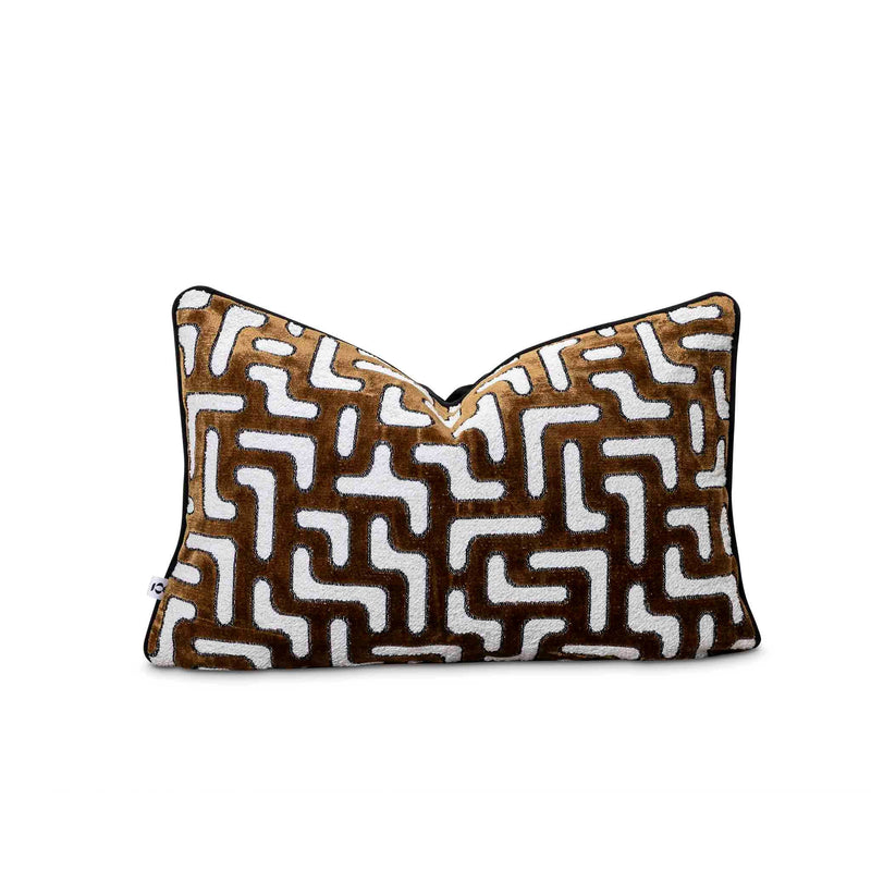 Soft touch scatter cushion in deep golden brown and beige tones by Giava Interiors – handcrafted in South Africa for luxury home decor