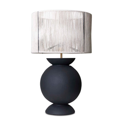 Ebony Belly Lamp with beige cotton string shade by Giava Interiors. Handcrafted in South Africa, perfect for modern spaces.