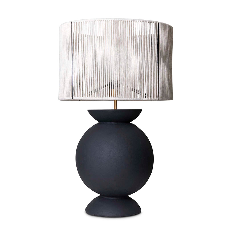 Ebony Belly Lamp with beige cotton string shade by Giava Interiors. Handcrafted in South Africa, perfect for modern spaces.