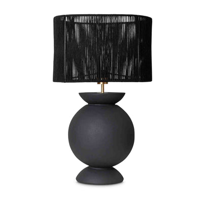 Belly lamp in ebony paired with a black cotton string lampshade by Giava Interiors made in South Africa