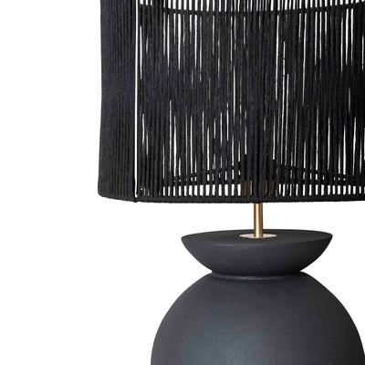 A black cotton string lampshade for the belly in ebony base by Giava Interiors made in South Africa
