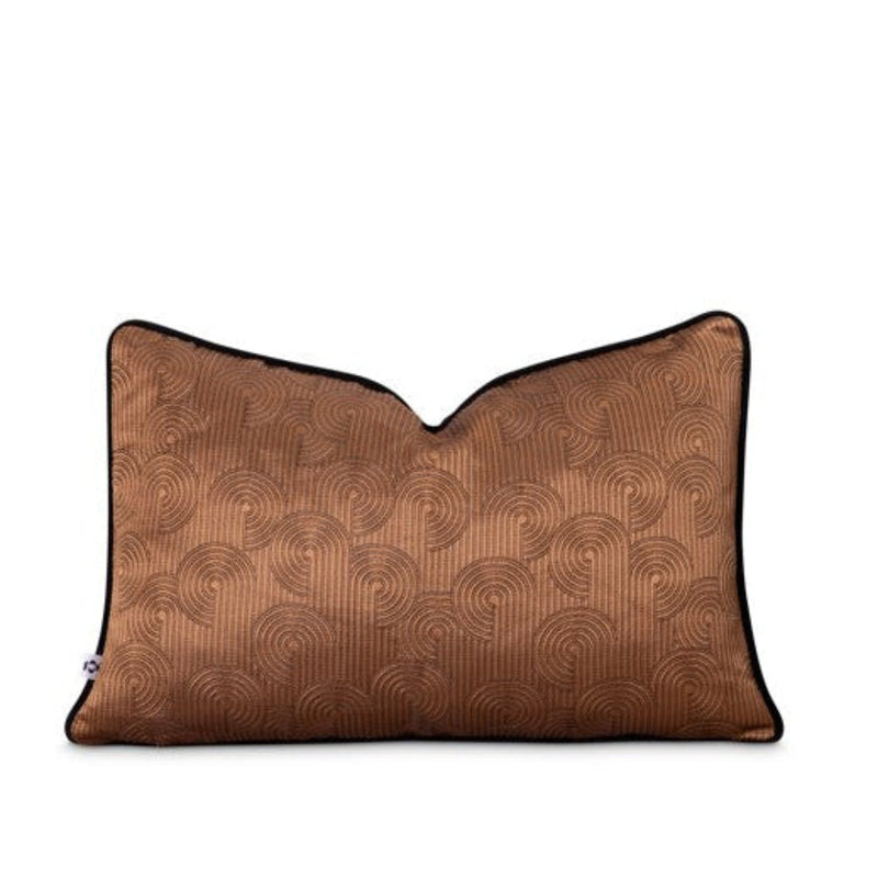 Fine black thread pattern on gold scatter cover ny Giava Interiors made in South Afirica