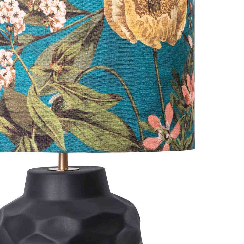 Close-up of the floral lamp shade in turquoise by Giava Interiors in South Africa