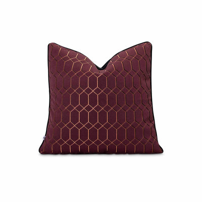 Fine gold geometric pattened maroon scatter by Giava Interiors. Made in South Africa