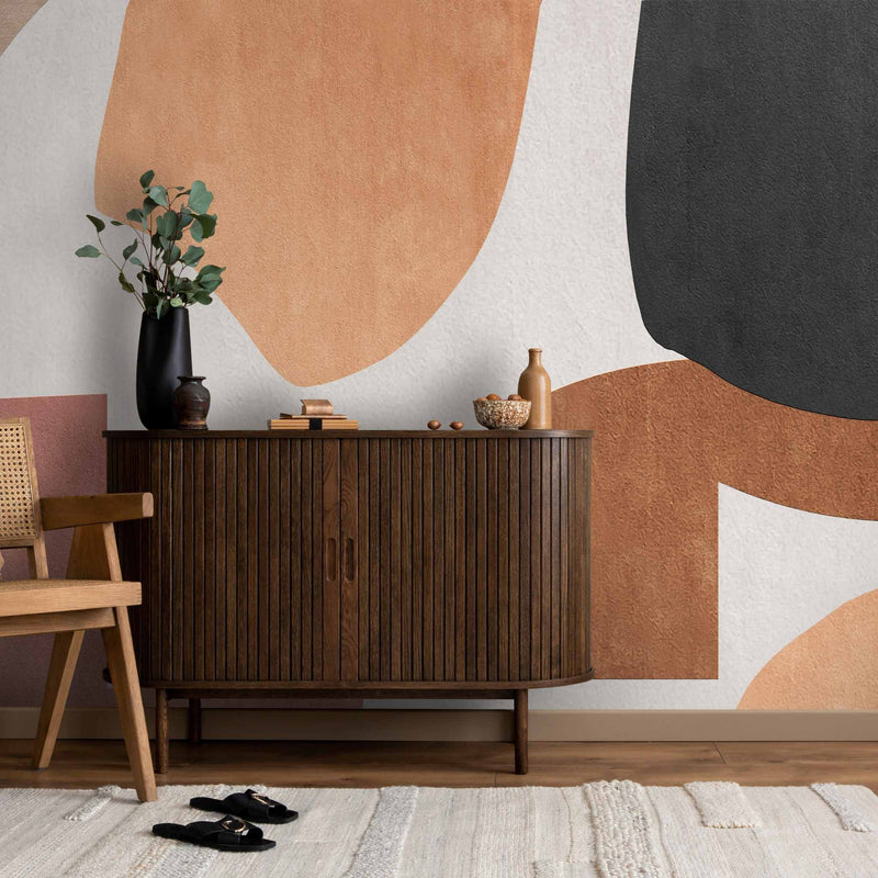 Wallpaper with desert coloured shapes by Giava Interiors. Made in South Africa 