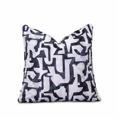 Decorative pillow with black and white abstract pattern by Giava Interiors made in South Africa
