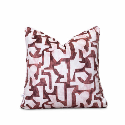 Decorative pillow with brown and white abstract pattern by Giava Interiors made in South Africa