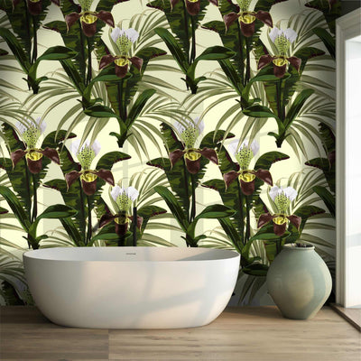 Green floral and leafy wallpaper by Giava Interiors. Manufactured in South Africa