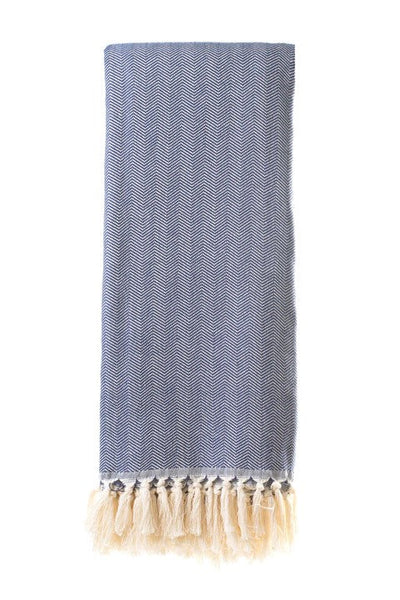 Herringbone woven throw in blue by Giava Interiors made in South Africa