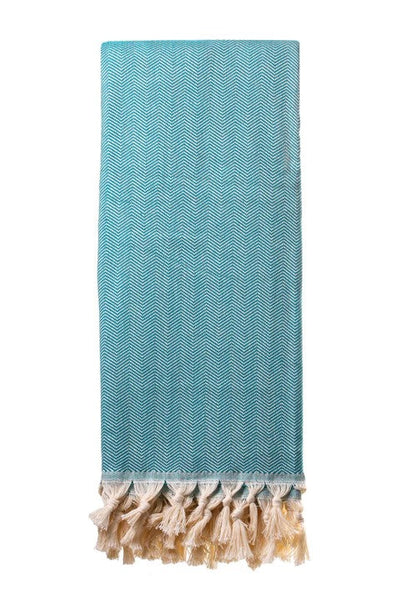 Turquoise herringbone throw in teal by Giava Interiors made in South Africa