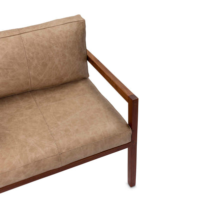 Leather cushion detail of the Siena Kiaat Occasional chair by Giava Interiors, South Africa