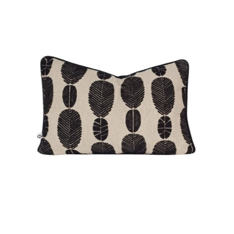 Black african shapes embroidered scatter cover by Giava Interiors made in South Africa