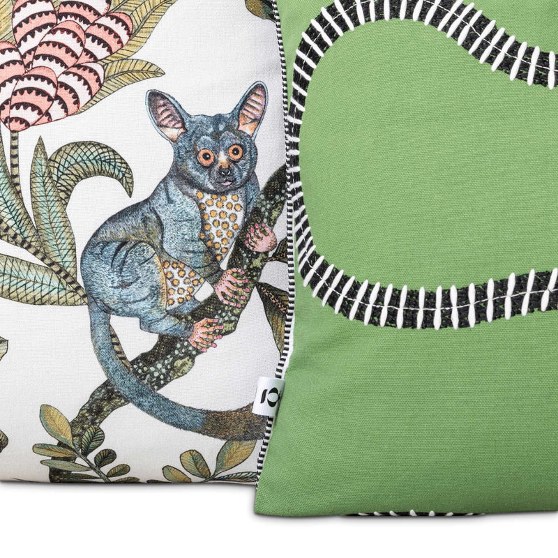 Decorative pillows with a colorful animal print and green tones by Giava Interiors made in South Africa