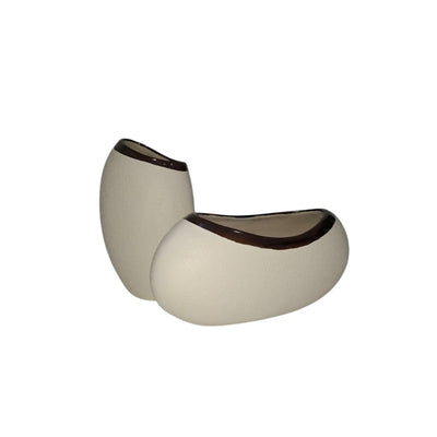 Vase set of 2 in bisque with metallic glaze trimming by Giava Interiors, South Africa