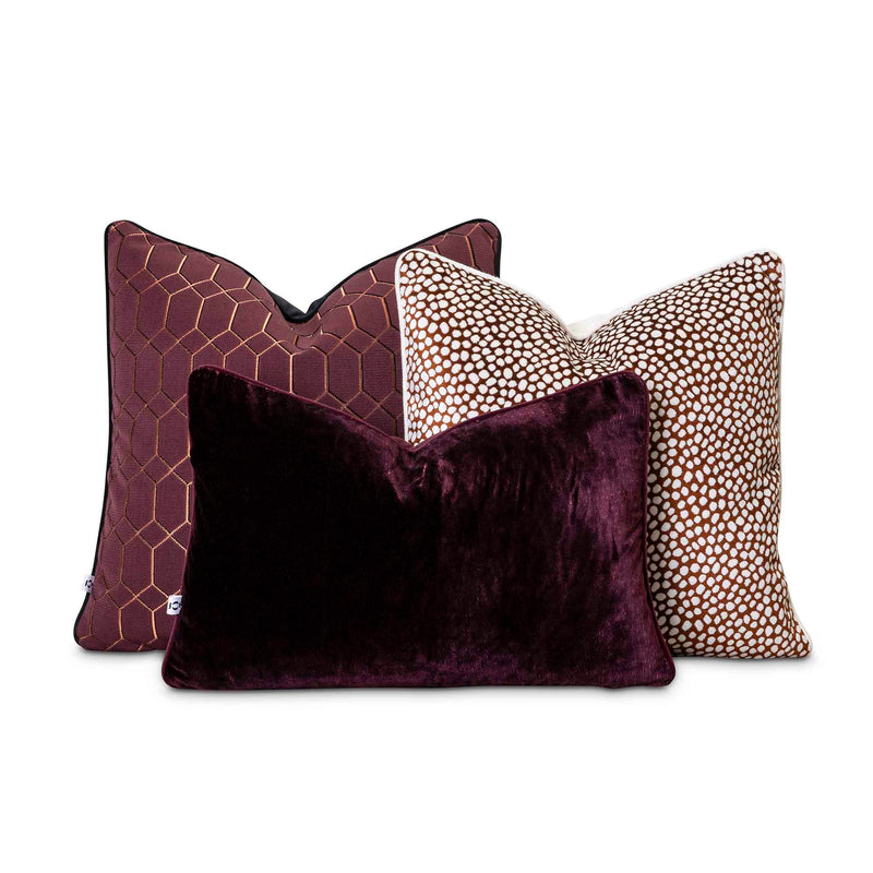 Wine red velvet scatter cushion set by Giava Interiors. Made in South Africa