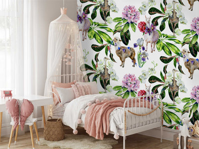 Bright animal and floral print wallpaper by Giava Interiors, South Africa