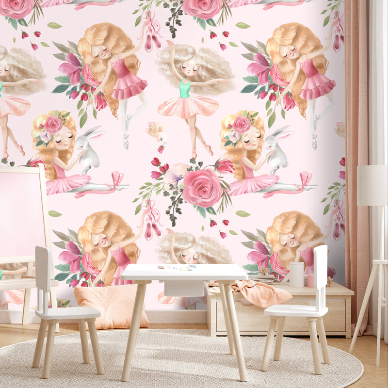 Tutu and ballerina wall paper in a girl&