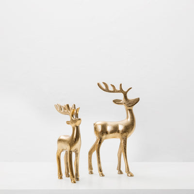 Golden metal reindeer figurine set by Giava Interiors. Made in South Africa. 