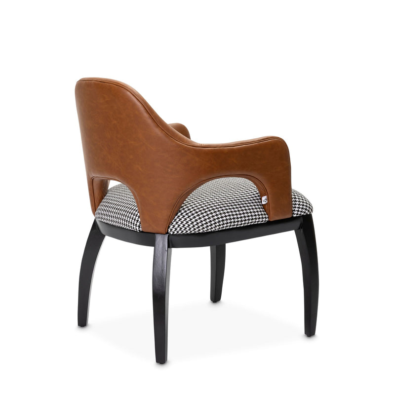 Houndstooth and faux leather dining chair backrest detail by Giava Interiors. Made in South Africa