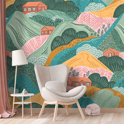 Colorful landscape mural by Giava Interiors made in South Africa