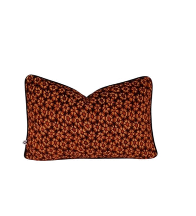 Bright orange patterned velvet scatter cushion cover by Giava Interiors made n South Africa