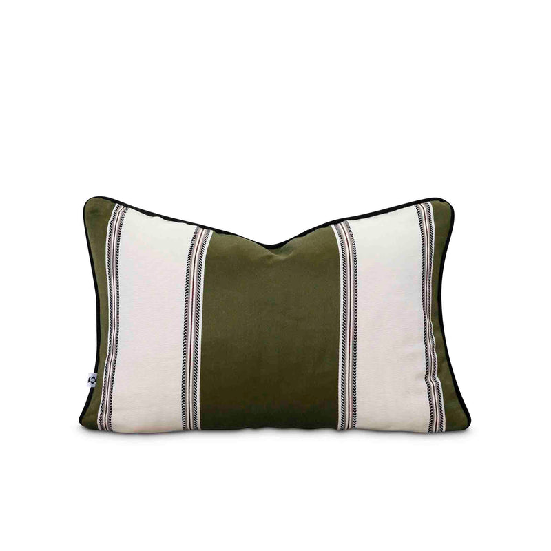 Olive green and white striped scatter cover by Giava Interiors made in South Africa