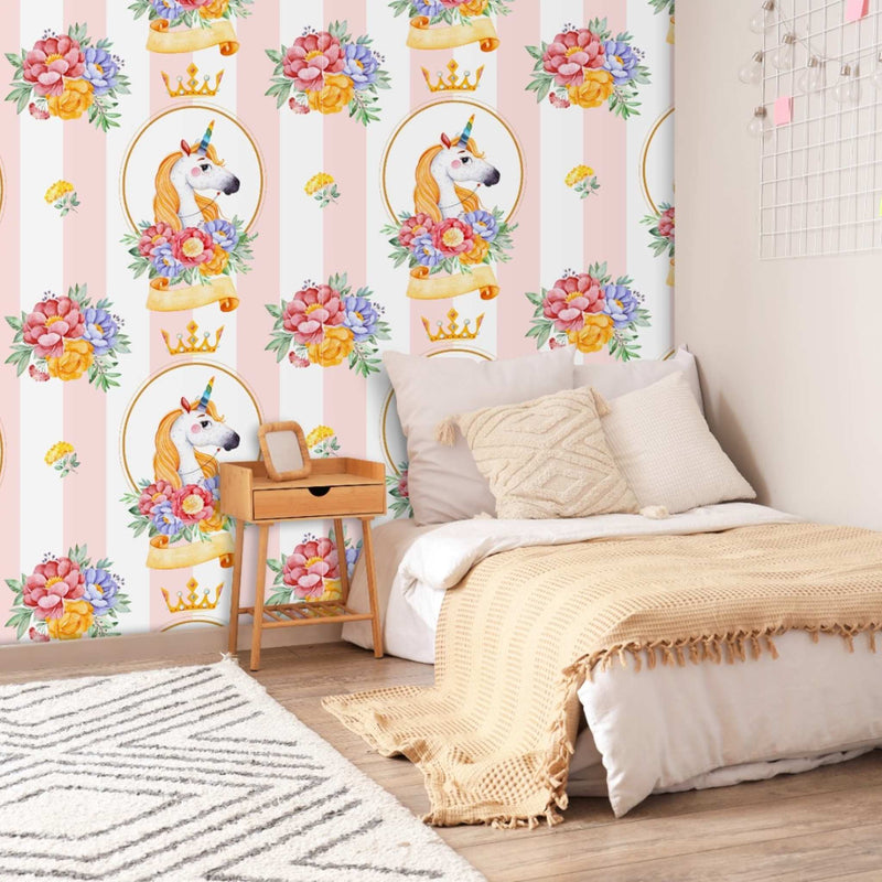 Unicorns wallpaper for a girls bedroom by Giava Interiors in South Africa