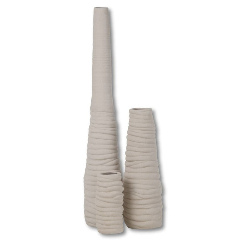 Shongololo Vase Set of Three in Bisque White