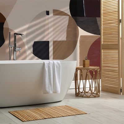 Modern, bold, geometric wallpaper in natural tones by Giava Interiors made in South Africa