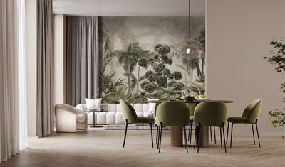 Whispering Palms Wall Mural installed in a dining room by Giava Interiors in South Africa