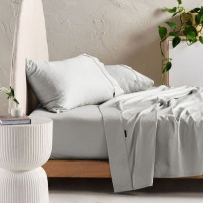 Linen House Elka Bamboo Flat Sheet 500 Thread Count - Silver - DIYGIRLS