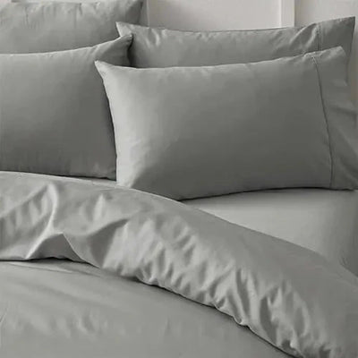 Linen House Elka Bamboo Oxford King Pillowcase 500 Thread Count - Silver - DIYGIRLS